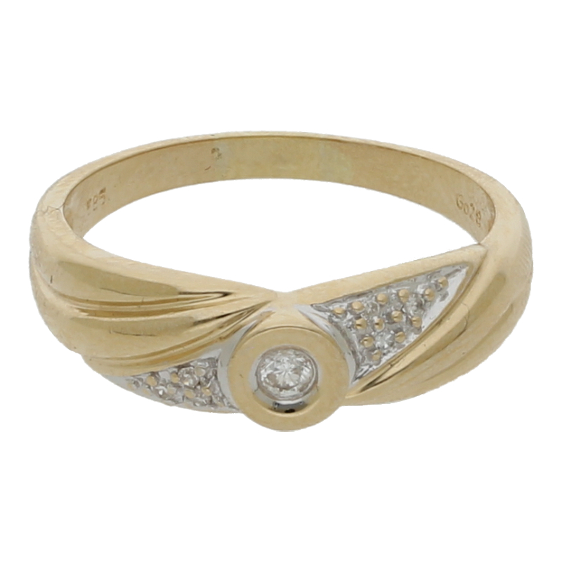 Diamantring 585/14 K Gelbgold Diamanten Brillant ca. 0,25ct.  (H) Weiß (P1) Deutliche Einschlüsse