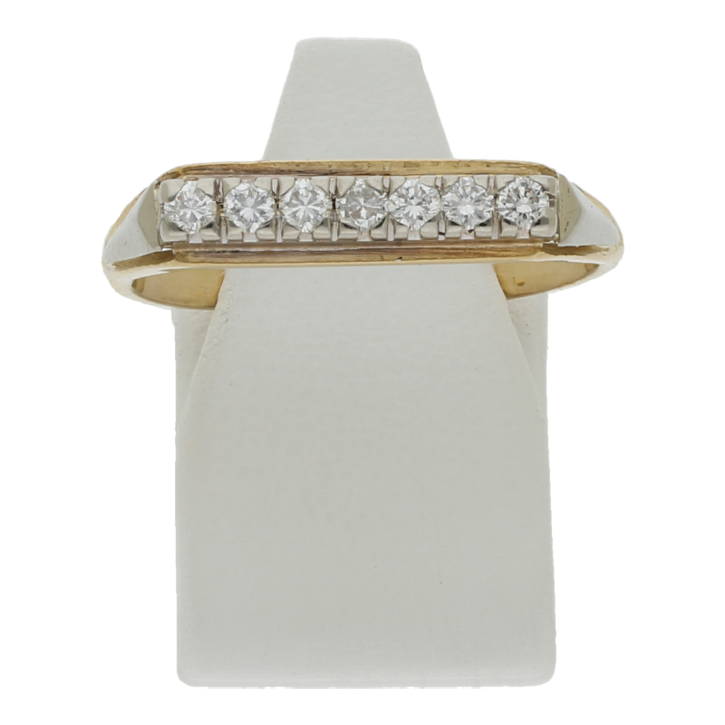 Diamantring 750 /18 K Gelbgold 7 Brillanten ca. 0,35ct.  (H) Weiß (Si) Kleine EinschlüsseBreite 4,3 mm