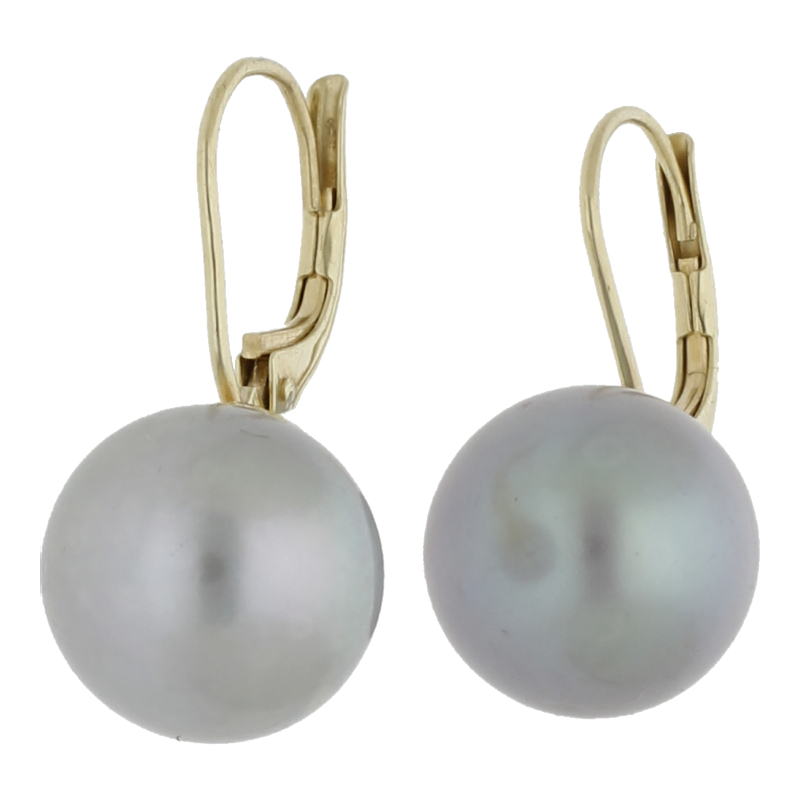 Kunstperle Ohrhänger 585/ 14 K Gold