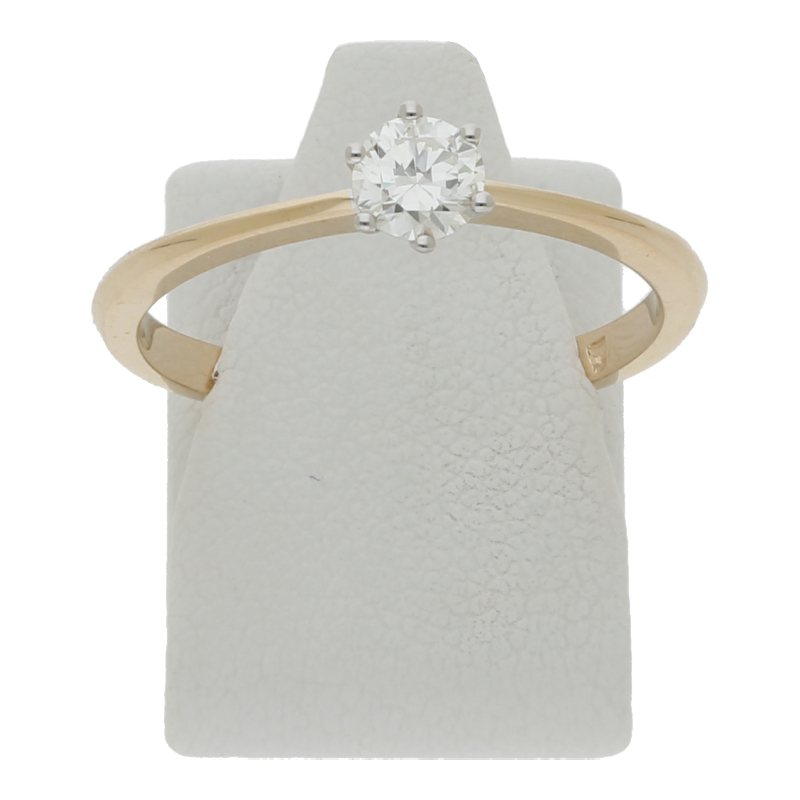 Diamantring 585/14 K Gelb-/Weißgold Solitärring 1 Brillant ca. 0,33ct. (H) Weiß (Si) Kleine Einschlüsse Neupreis ca. 1450,-€