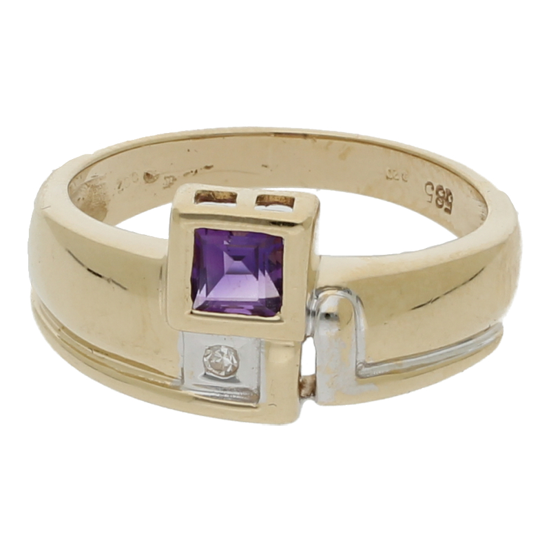 Amethyst Diamant Ring 585/ 14 K Gold