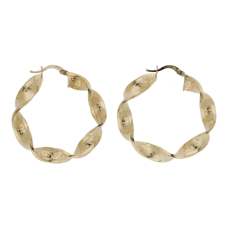 Gedrehte Creolen, ca. 35 mm Durchmesser 585/14K