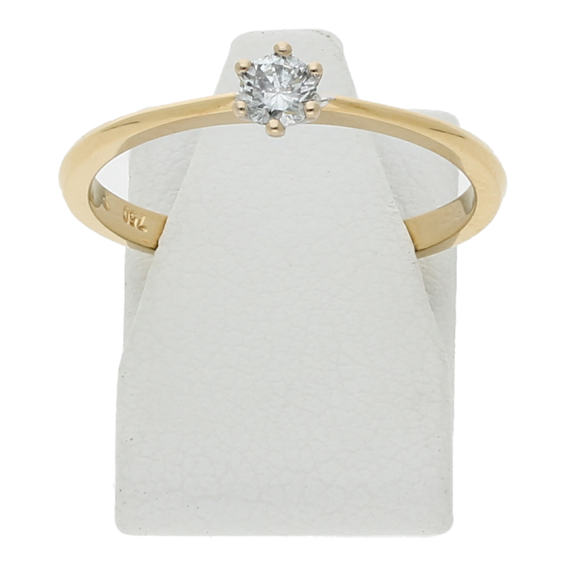 Solitär Brillant Ring Krappenfassung 18K/750 Gold