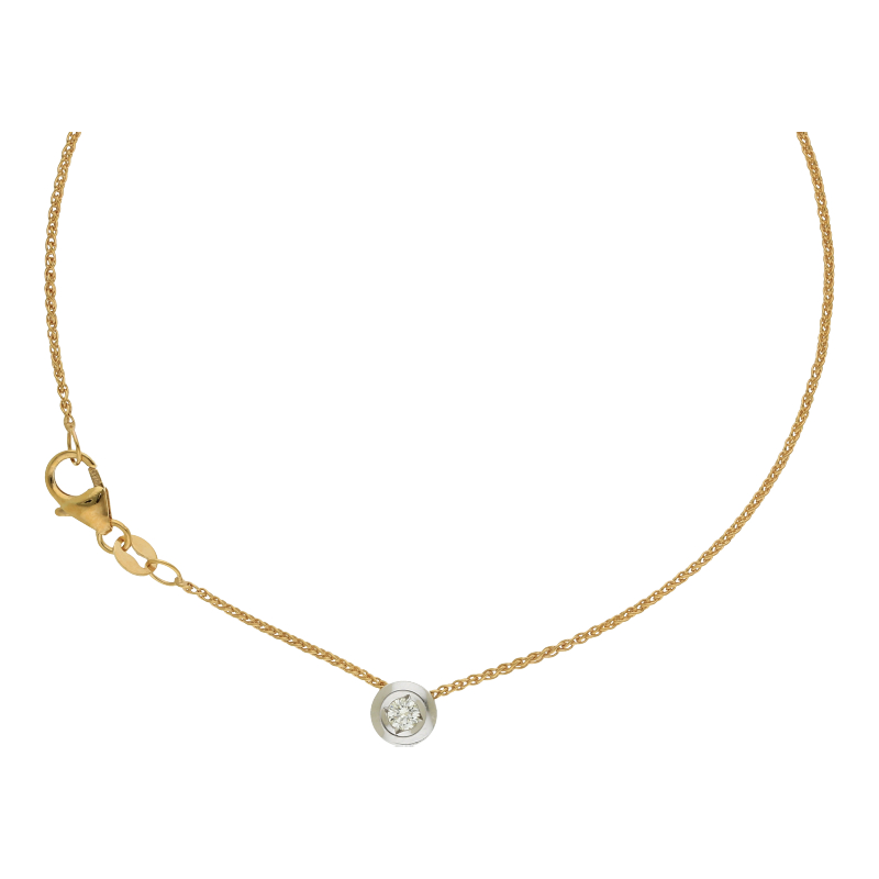 Brillant Anhänger mit Kette 43 cm Länge 375/ 9 K Gold