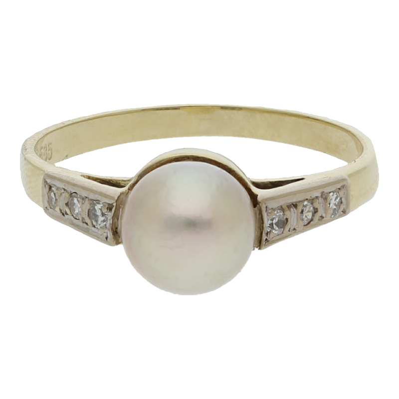 Zuchtperle Diamant Ring 585/ 14 K Gold