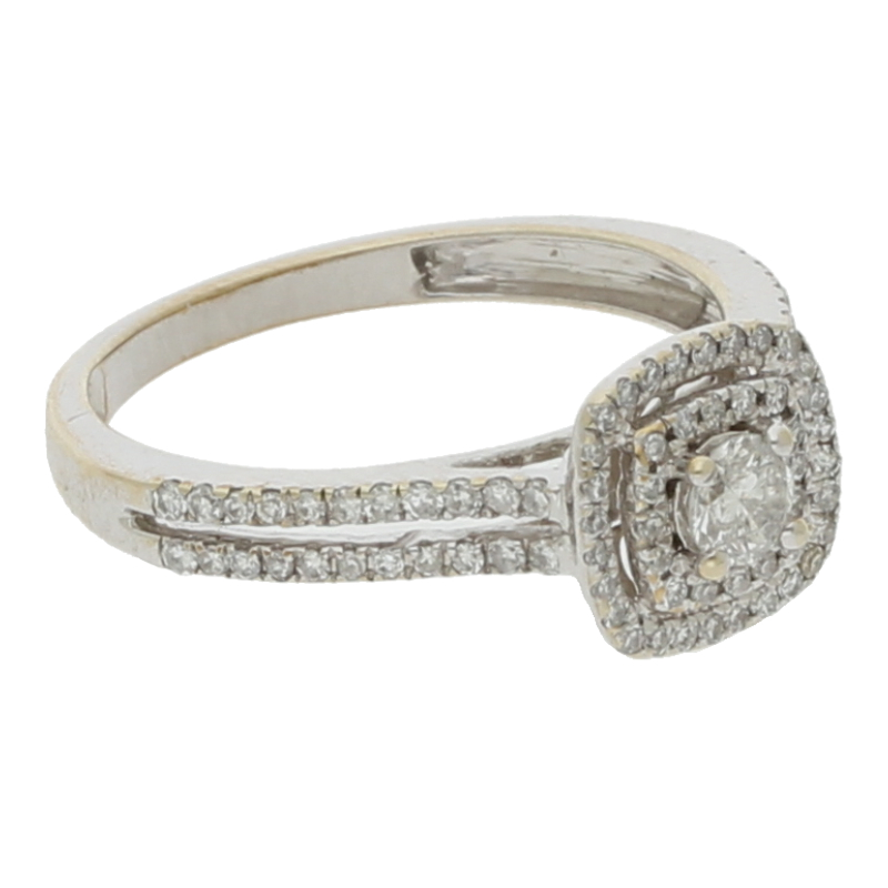 Diamantring 375/9 K Weißgold Brillant ca. 0,50ct.  (H) Weiß (P1) Deutliche Einschlüsse