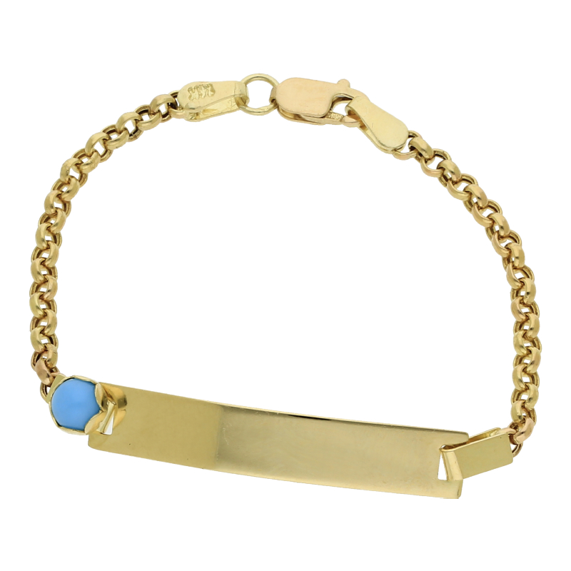 Baby-Ident Armband mit Türkis 585/14K