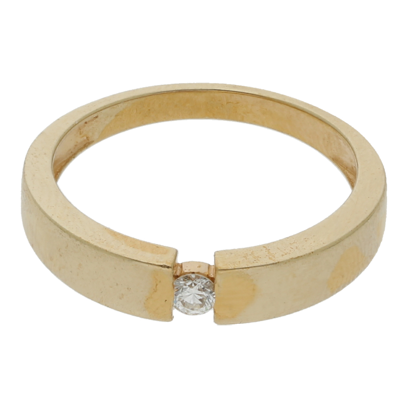 Diamantring 375/9 K Gelbgold Solitärring 1 Brillant ca. 0,07ct.  (H) Weiß (Vs) Sehr kleine Einschlüsse