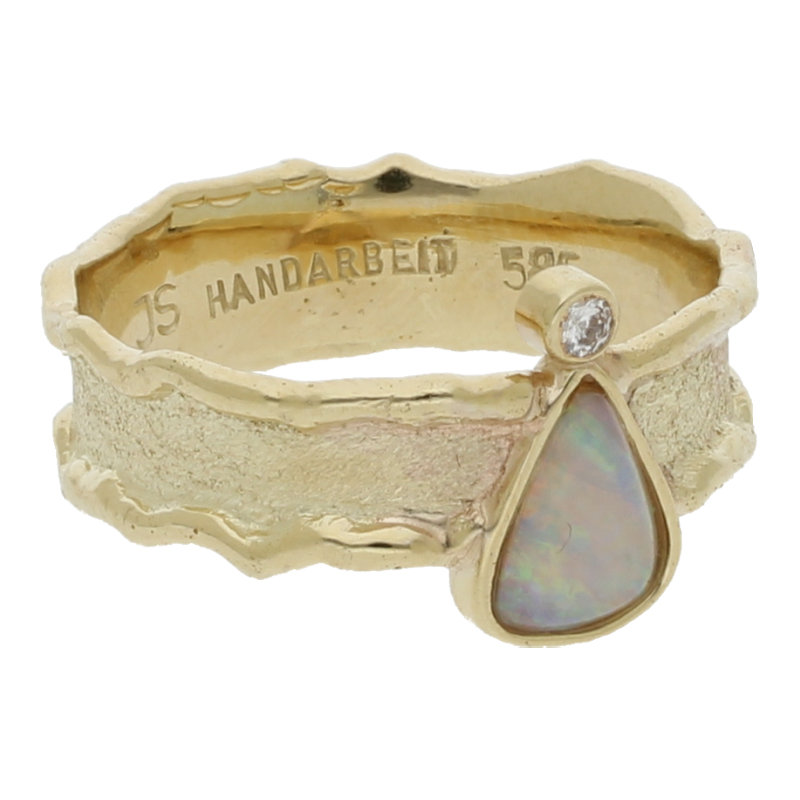 Opal Brillant Ring Handarbeit 585/ 14 K Gold