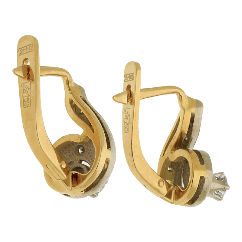 Ohrhänger mit Brillant und Diamant 750/ 18 K Gold