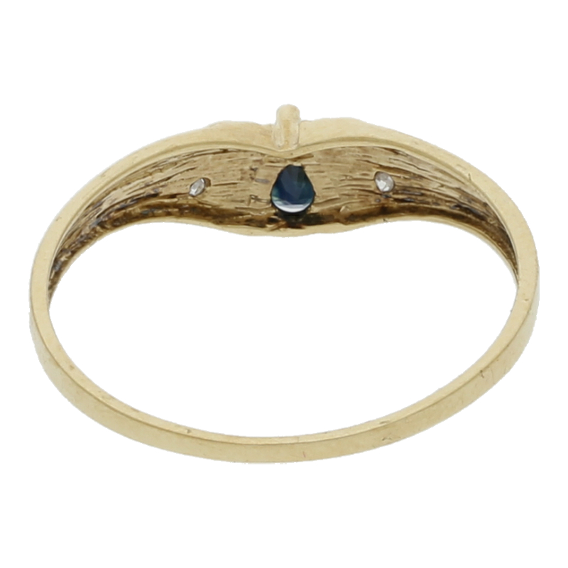Farbsteinring mit Diamant 585/14 K Gelbgold Brillant Saphir