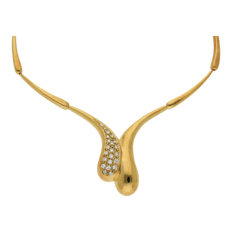 Diamantcollier 750 /18 K Gelbgold Länge 42 cm Brillant ca.  (H) Weiß (Si) Kleine Einschlüsse