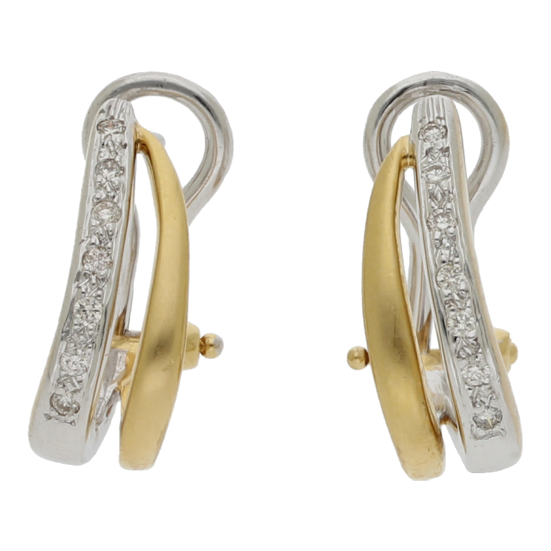 Brillant Creolen 0,14 ct 750 Gold Bicolor Clip-Stecker