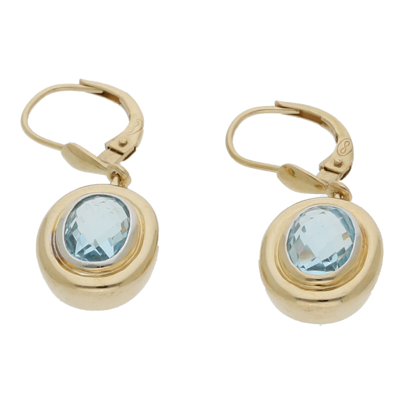 Blautopas Ohrhänger 585/ 14 K Gold