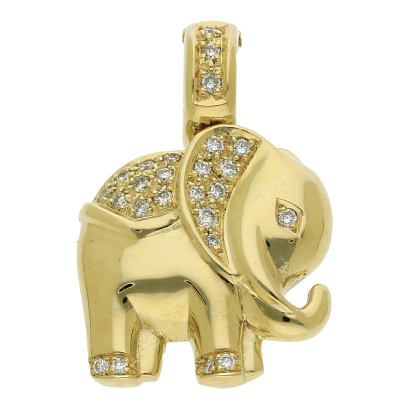 Elefant Brillant Anhänger Clip 585/ 14 K Gold