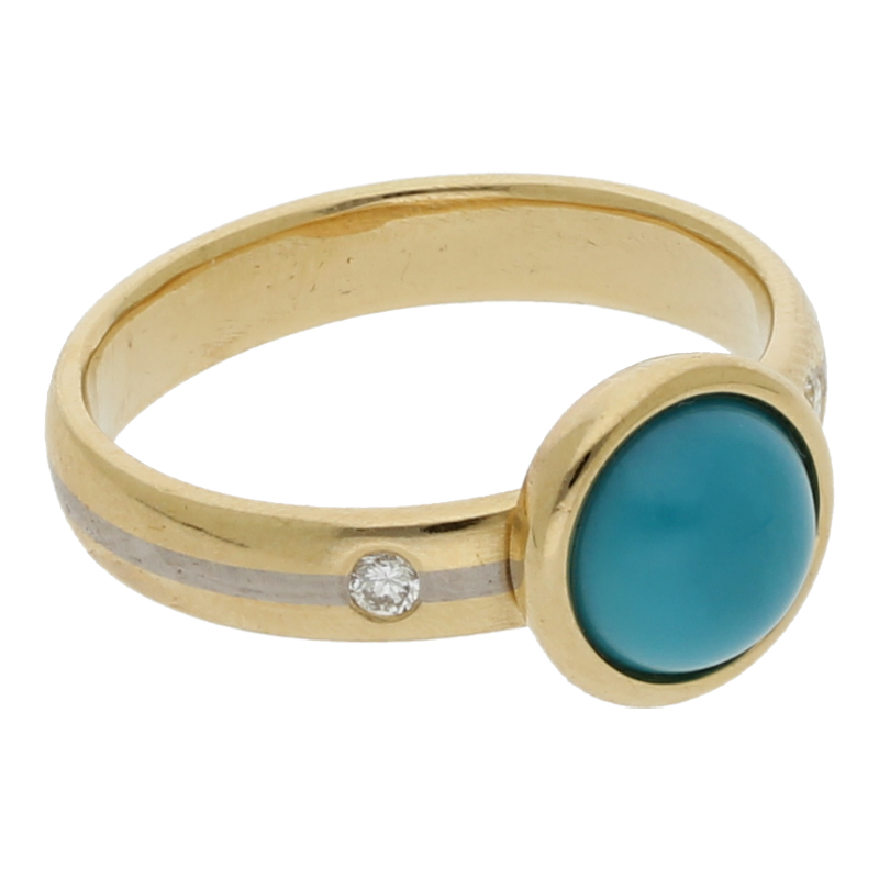 Türkis auf Niessing Ringschiene mit Brillanten