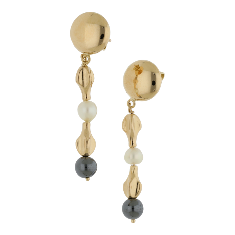 Zuchtperle Hämathit Ohrhänger 750/ 18 K Gold