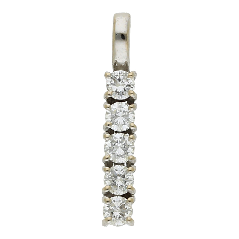 Diamantanhänger 750 /18 K Weißgold 5 Brillanten ca. 0,45ct.  (H) Weiß (Vs) Sehr kleine Einschlüsse