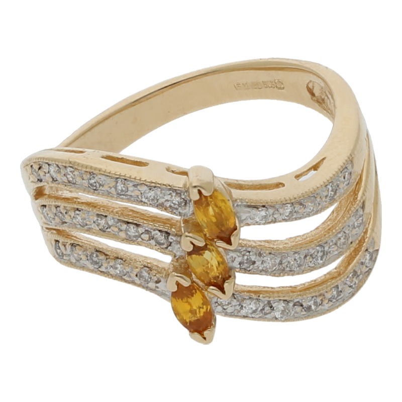Citrin Brillant Ring 585/ 14 K Gold