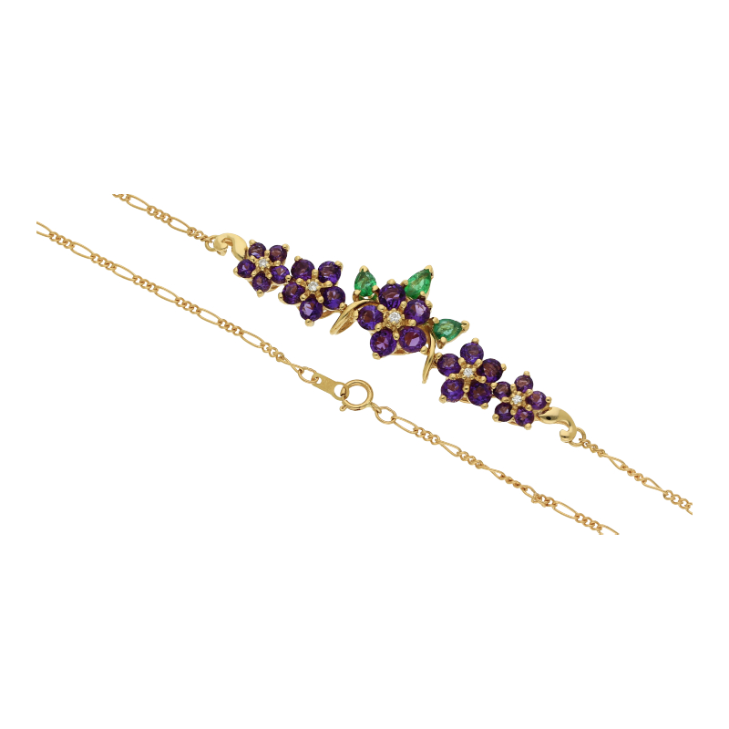Amethyst Chromdiopsid Brillant Collier 750/ 18 K Gold