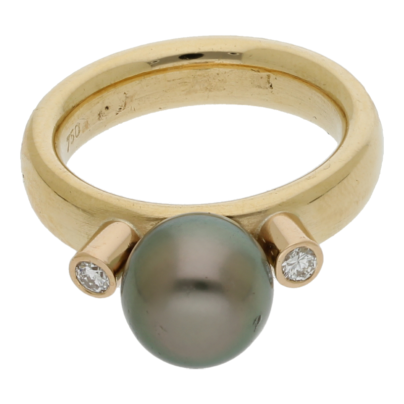 Tahitiperlen Brillant Ring 750/ 18 K Gold