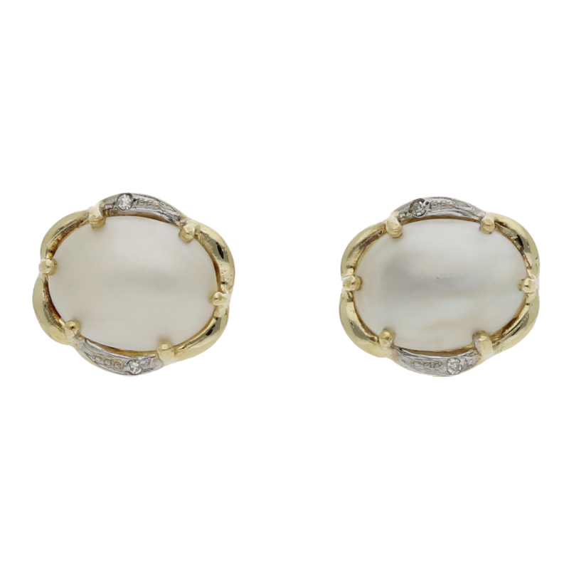 Mabeperle Diamant Ohrstecker 585/ 14 K Gold