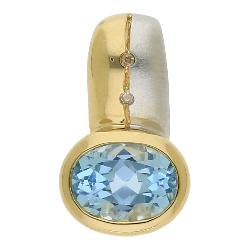 Blautopas Diamant Anhänger 585/ 14 K Gold