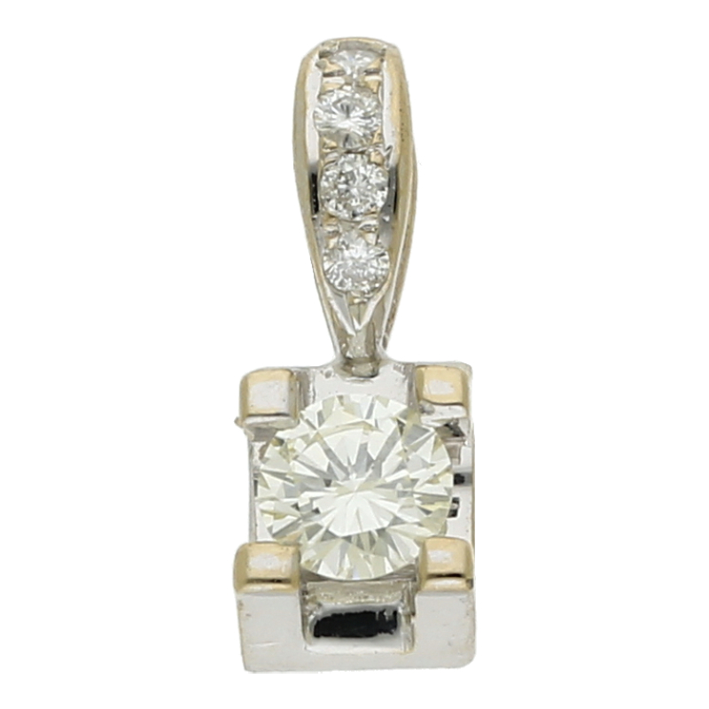 Diamantanhänger 750 /18 K Weißgold 1 Brillant ca. 0,34ct.  (H) Weiß (Vs) Sehr kleine Einschlüsse