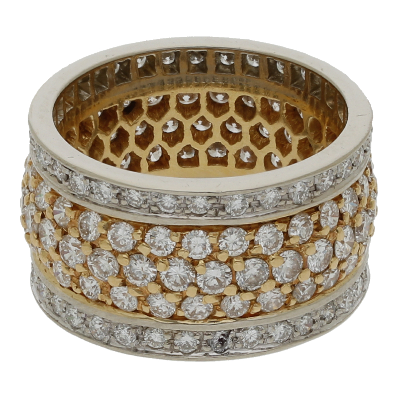 Breiter Brillant Ring ca. 2,7 ct 18K/750 Gelb/Weißgold