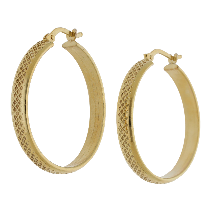 Ohrringe 750 /18 K Gelbgold Creolen Breite 6,8 mm x 30 mm