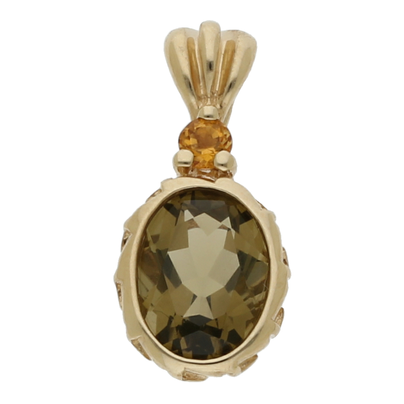 Farbsteinanhänger 375/9 K Gelbgold Citrin 19 x 9 mm