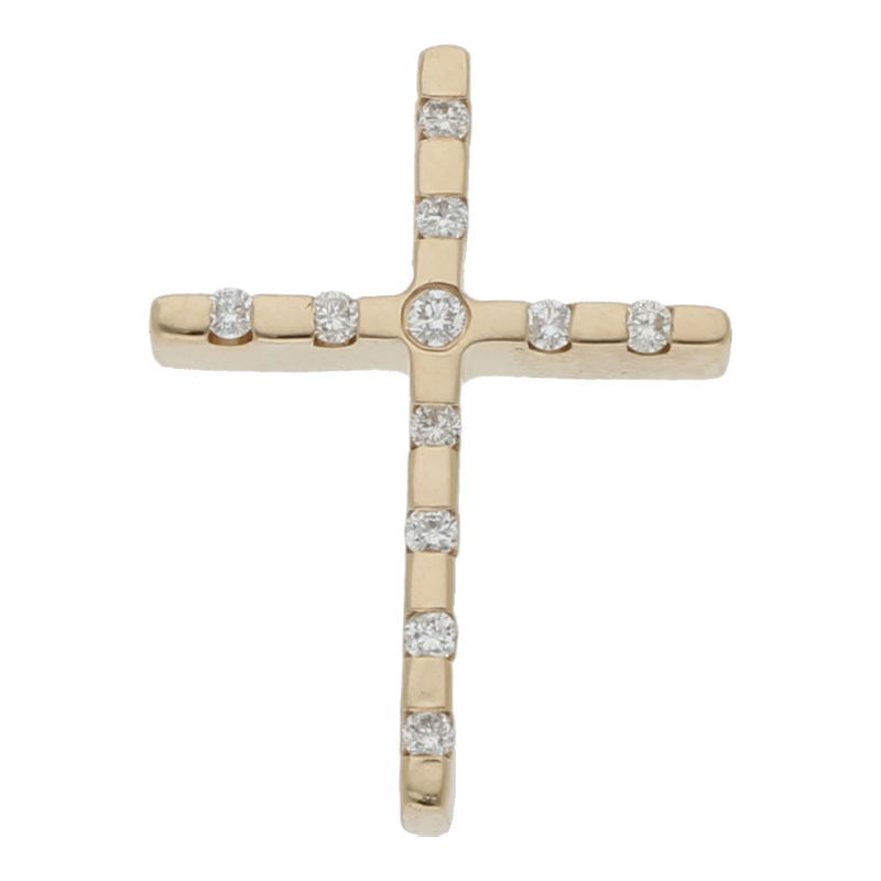 Christ Brillant Kreuz Anhänger 0,12 ct 585 Gold
