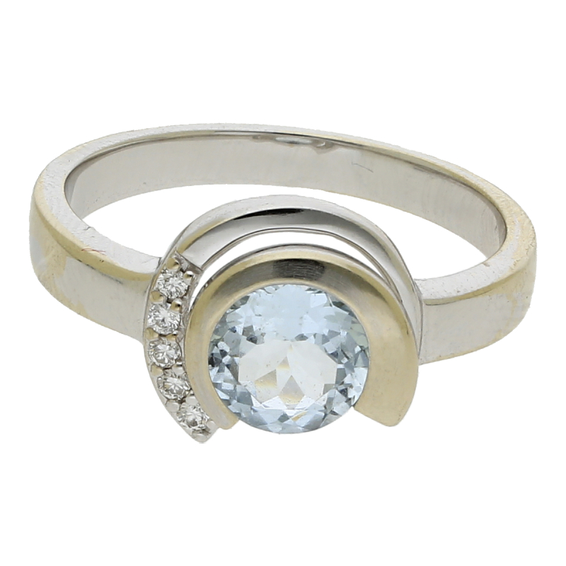 Aquamarin Brillant Ring 585/ 14 K Gold