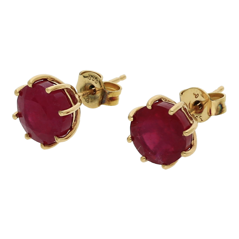 Farbsteinohrringe 375/9 K Gelbgold Rubin behandelt Ohrmutter 333/- Durchmesser 8,9 mm