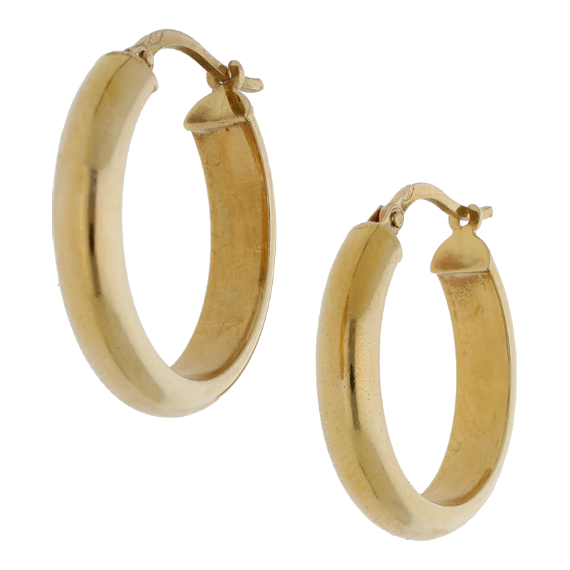 Ohrringe 585/14 K Gelbgold Creolen Breite 4,3 mm x 22 mm