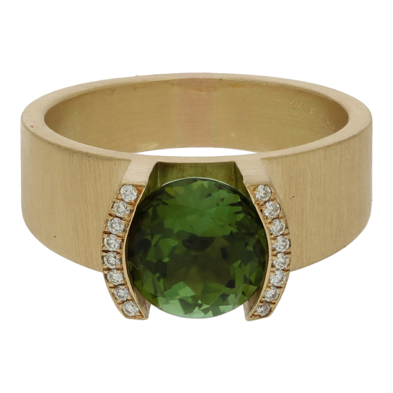 Ring Unikat Handarbeit mit Turmalin und Brillanten