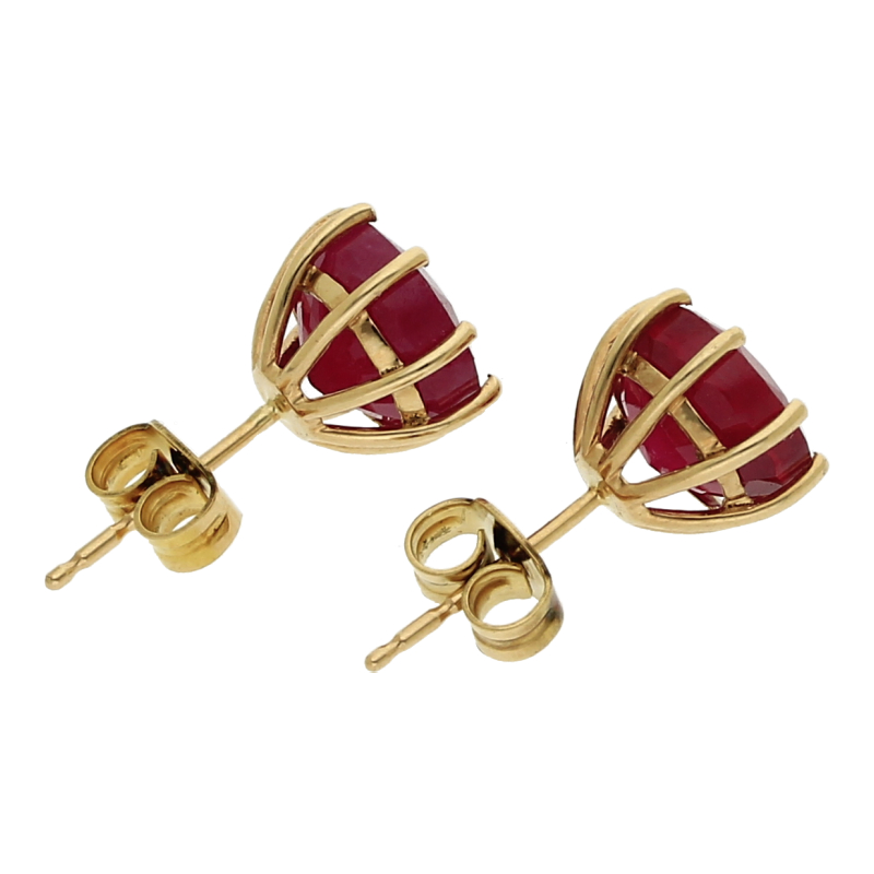Farbsteinohrringe 375/9 K Gelbgold Rubin behandelt Ohrmutter 333/- Durchmesser 8,9 mm