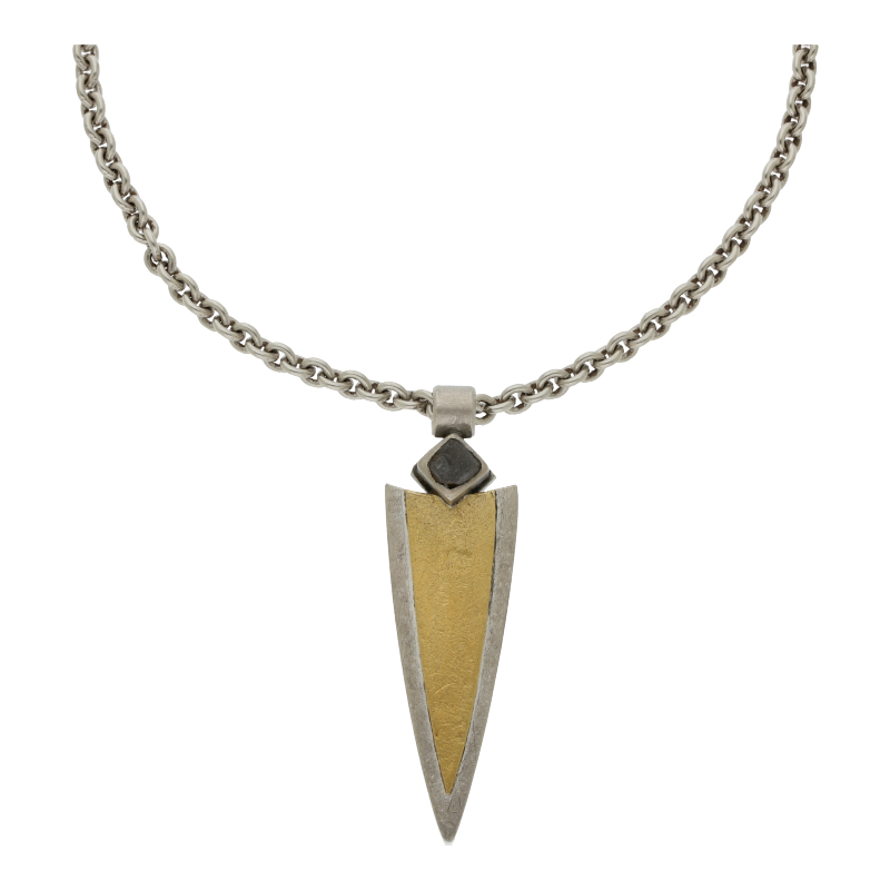 Anhänger 925 Silber und Gold mit RohdiamantKette 48 cm Länge