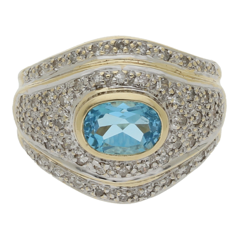 Blautopas Diamant Ring 585/14 K Gold