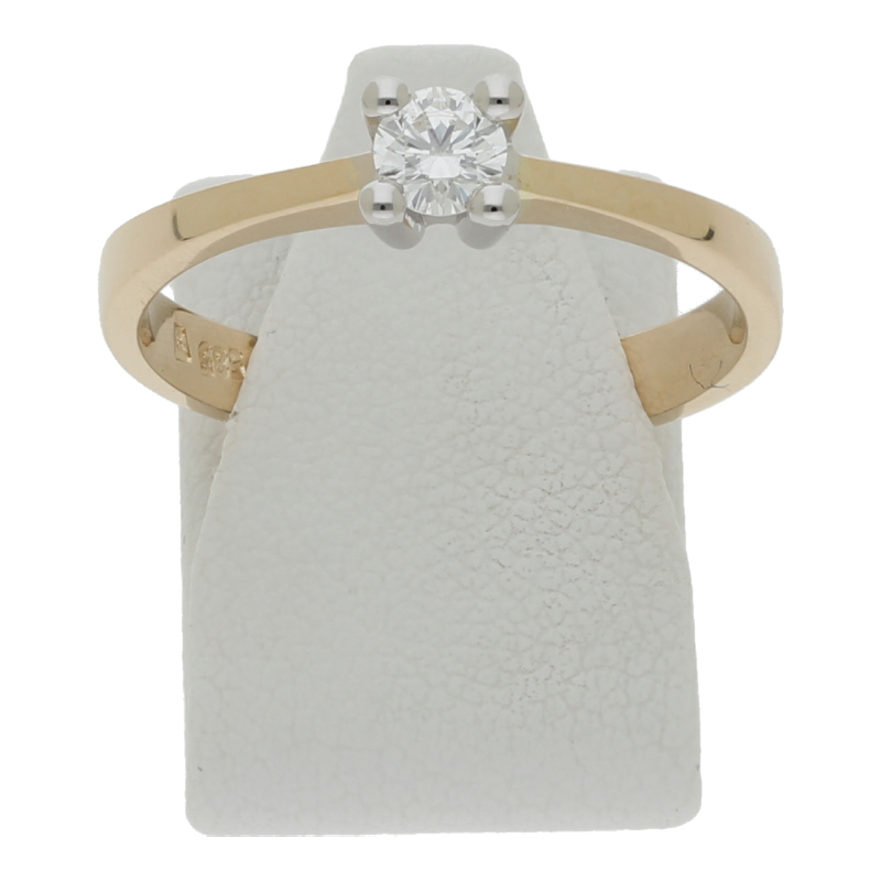 Diamantring 585/14 K Gelb-/Weißgold Brillanten Solitärring 1 Brillant ca. 0,25ct.  (H) Weiß (vvs) Sehr, sehr kleine Einschlüsse
