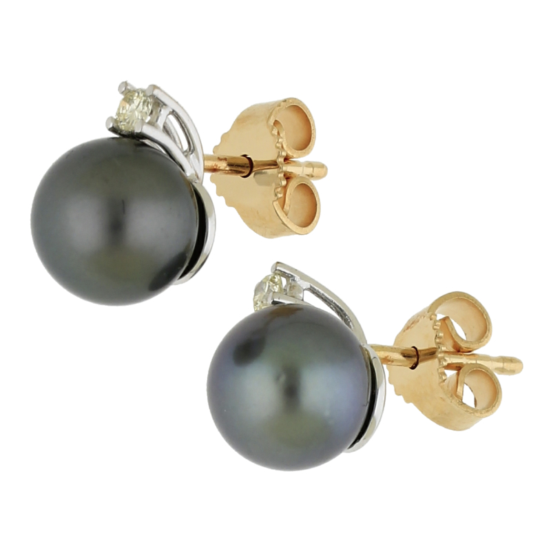 Tahitiperlen Brillant Ohrstecker 585/ 14 K Gold