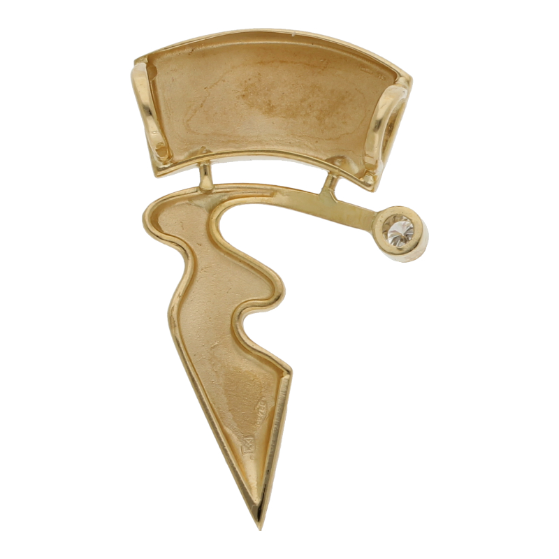 Diamantanhänger 750 /18 K Gelbgold 1 Brillant ca. 0,12ct.  (H) Weiß (Vs) Sehr kleine Einschlüsse Länge 3,6 cm Breite 2,0 cm