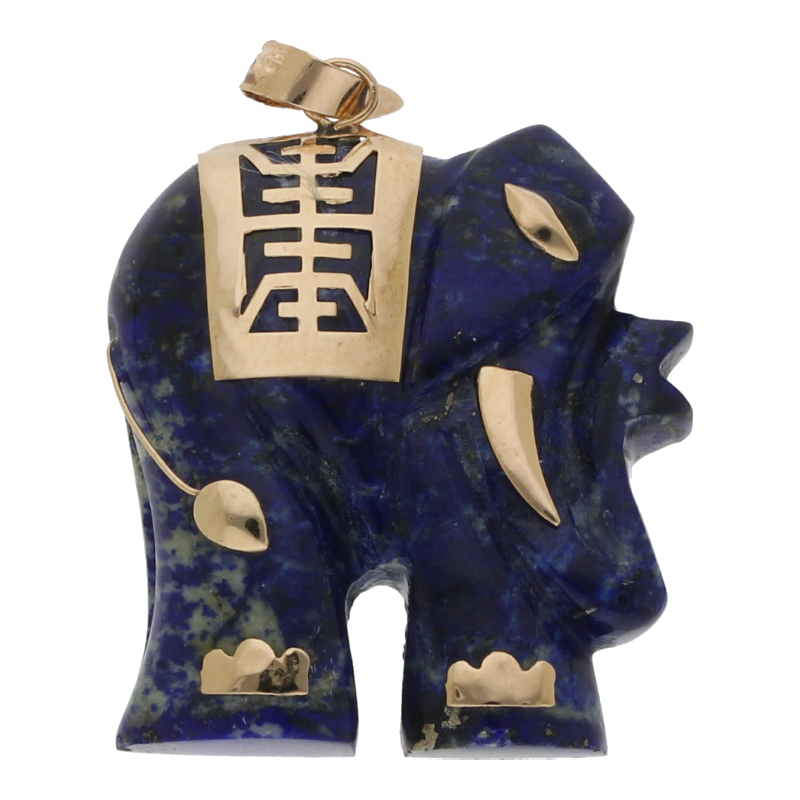 Elephanten Anhänger Sodalith mit Gold