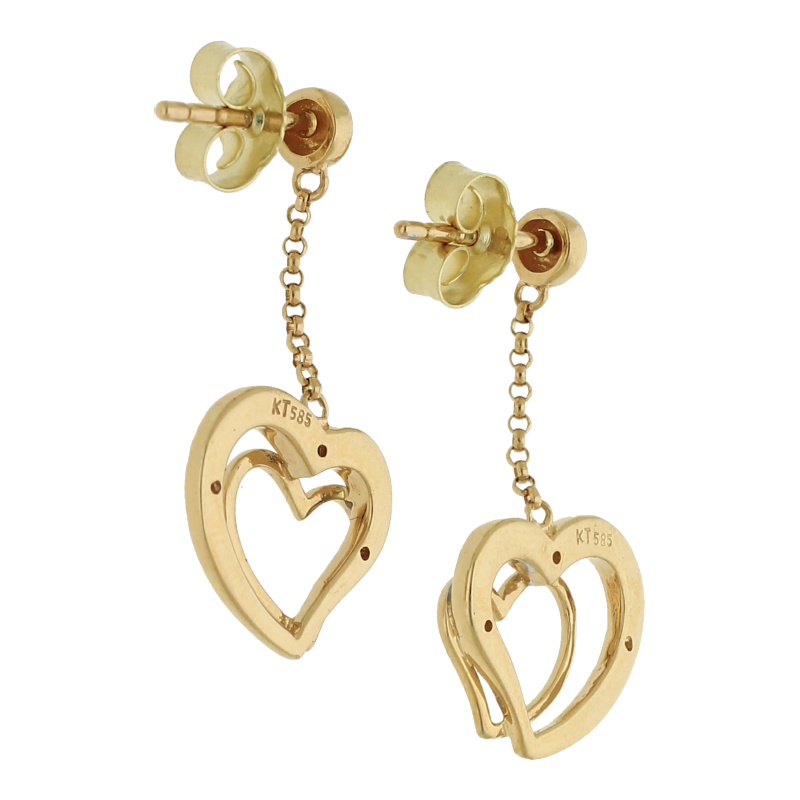 Diamant Herz Ohrhänger 585/ 14 K Gold