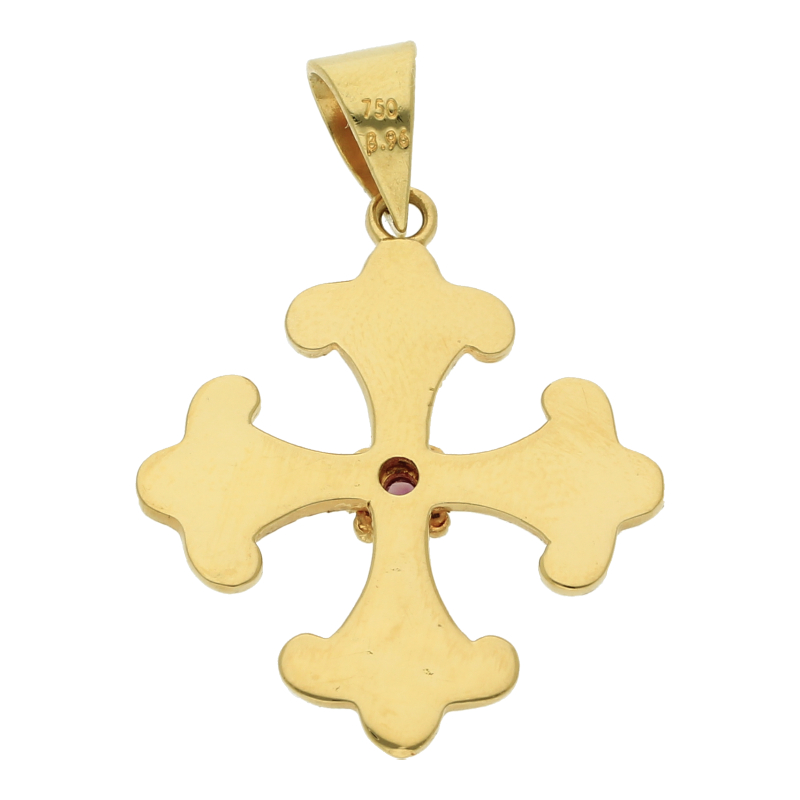 Kreuzanhänger Emaille 750 Gold