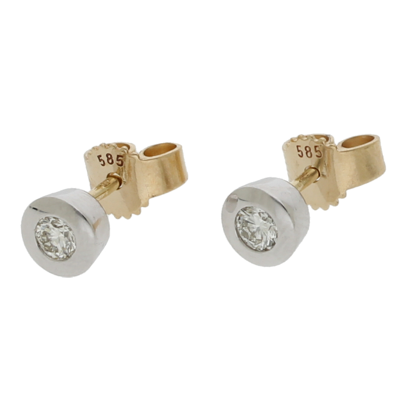 Brillant Ohrstecker 585/ 14 K Bicolor