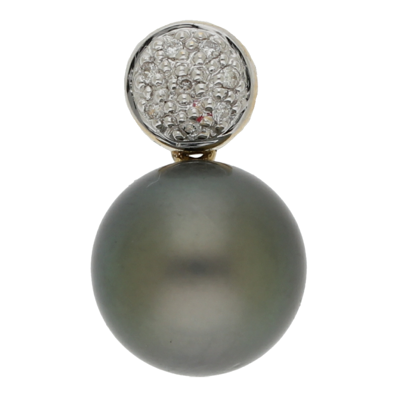 Tahiti Zuchtperle Diamant Anhänger 585/ 14 K Gold