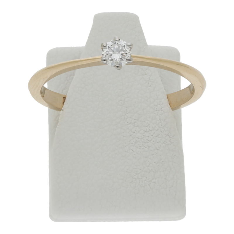 Diamantring 585/14 K Gelb-/Weißgold Solitärring 1 Brillant ca. 0,12ct. (H) Weiß (Si) Kleine Einschlüsse