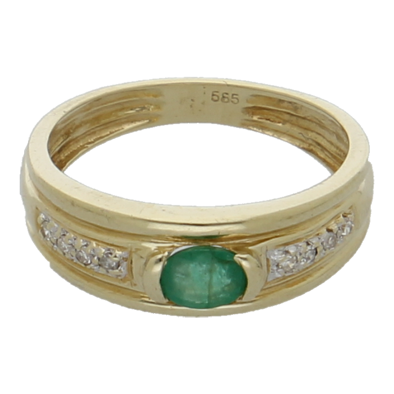 Smaragd Diamant Ring 585/ 14 K Gold