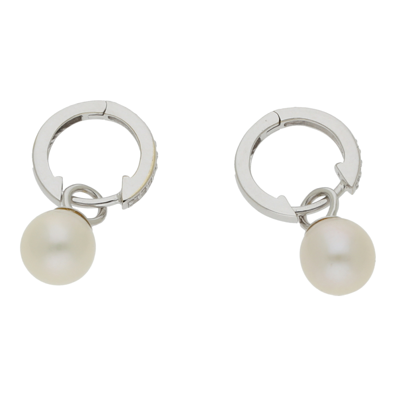 Süßwasserperlen Brillant Creolen 585/ 14 K Gold